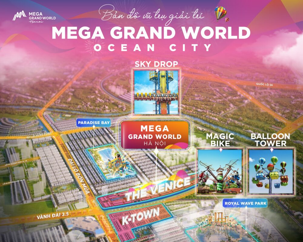Bản đồ vũ trụ giải trí Mega Grand World Hà Nội Bản đồ vũ trụ giải trí Mega Grand World Hà Nội